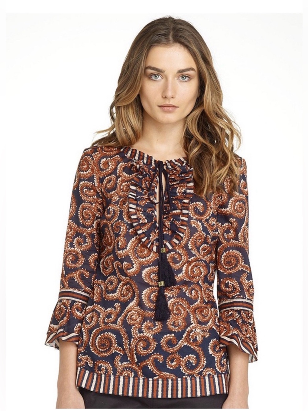 Tory Burch Gwenna Jacquard Ruffle
Tunic
